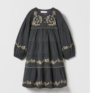 Zara Gray Tiered Sundress with Bishop Sleeves